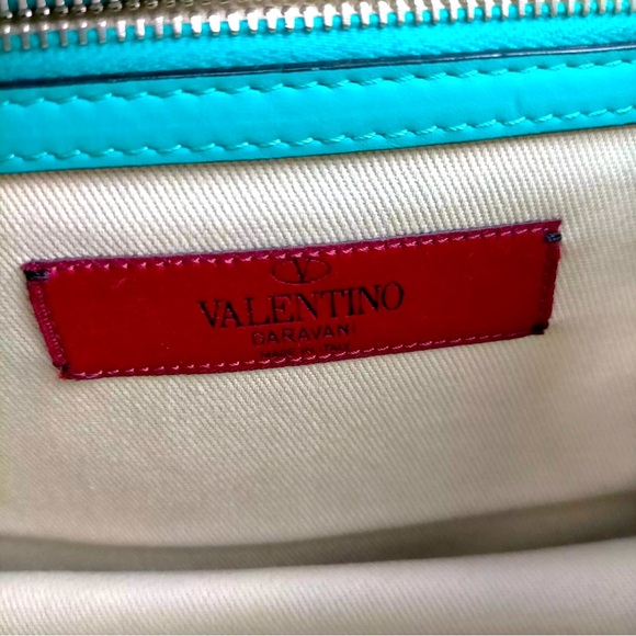 ✨🛍️ Valentino Garavani Teal Vitello Small Glam Lock Rockstud Bag - Picture 8 of 9